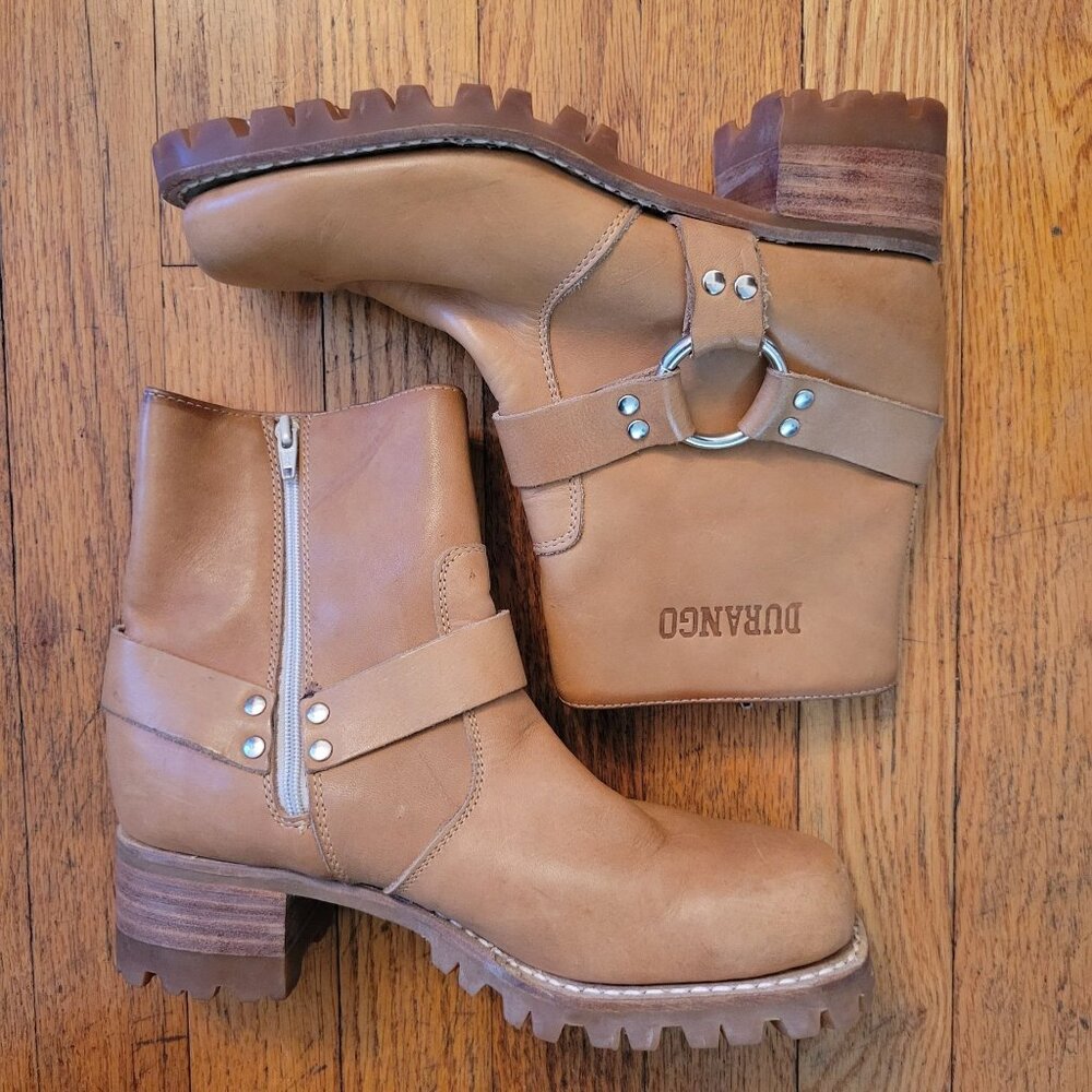 Vintage Durango Harness‎ Moto Boots Tan Leather 6M Brazil Biker Engineer 90s y2k